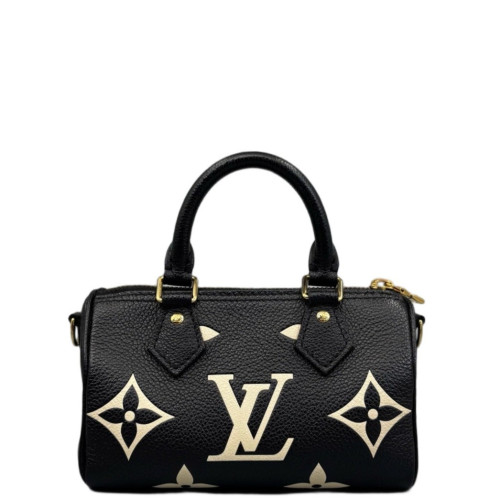Louis Vuitton Nano Speedy Bandouliere Monogram Empreinte Black White
