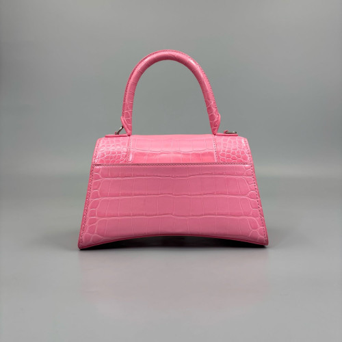 Balenciaga Hourglass Small Calfskin Crocodile Embossed Pink