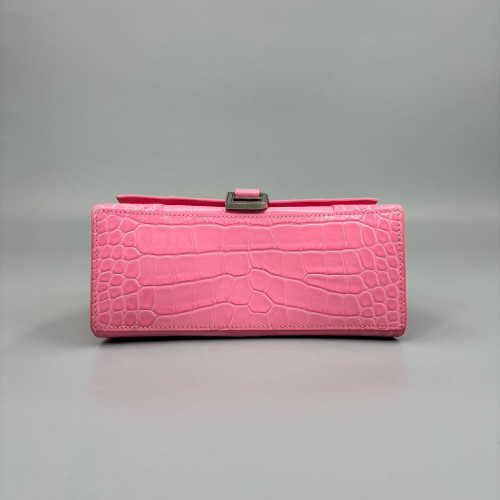 Balenciaga Hourglass Small Calfskin Crocodile Embossed Pink