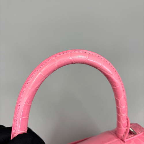 Balenciaga Hourglass Small Calfskin Crocodile Embossed Pink