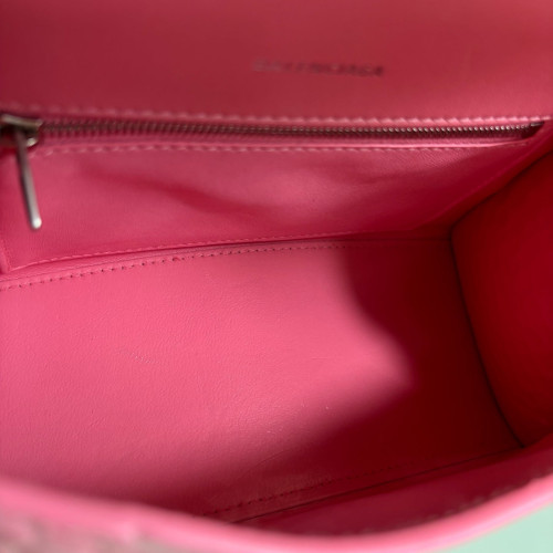Balenciaga Hourglass Small Calfskin Crocodile Embossed Pink