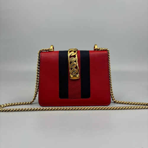 Gucci Mini Sylvie Shoulder Bag Calfskin Red