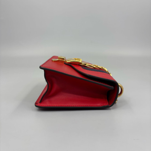 Gucci Mini Sylvie Shoulder Bag Calfskin Red