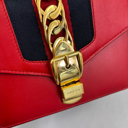 Gucci Mini Sylvie Shoulder Bag Calfskin Red