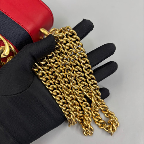 Gucci Mini Sylvie Shoulder Bag Calfskin Red