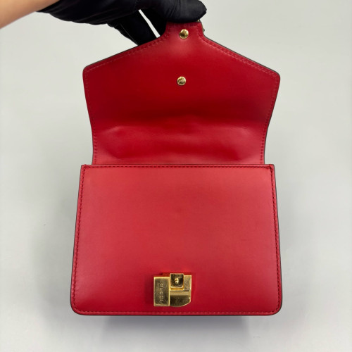 Gucci Mini Sylvie Shoulder Bag Calfskin Red