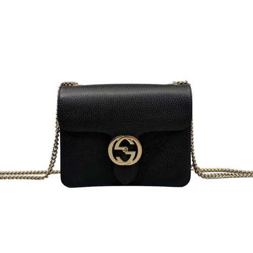 Gucci Small Interlocking G Shoulder Bag Calfskin Black