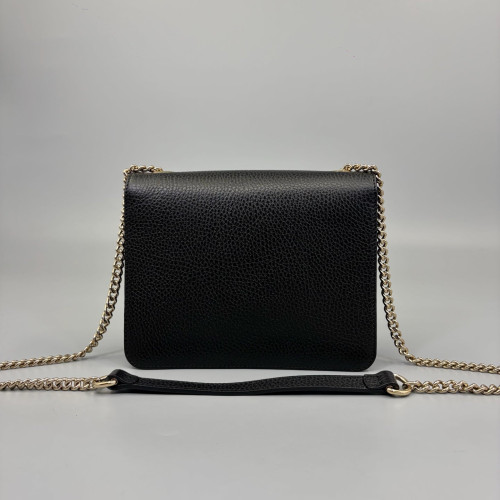 Gucci Small Interlocking G Shoulder Bag Calfskin Black