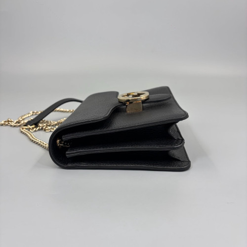 Gucci Small Interlocking G Shoulder Bag Calfskin Black