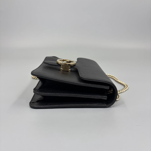 Gucci Small Interlocking G Shoulder Bag Calfskin Black