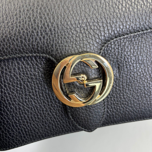 Gucci Small Interlocking G Shoulder Bag Calfskin Black