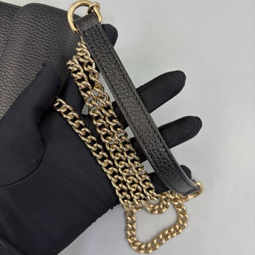 Gucci Small Interlocking G Shoulder Bag Calfskin Black