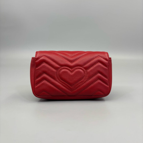 Gucci Matelasse Super Mini GG Marmont Calfskin Red