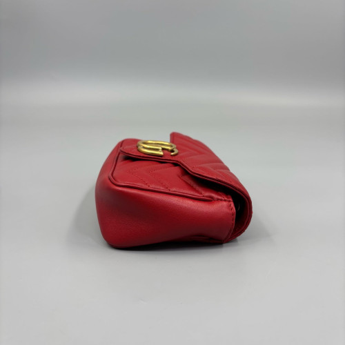 Gucci Matelasse Super Mini GG Marmont Calfskin Red