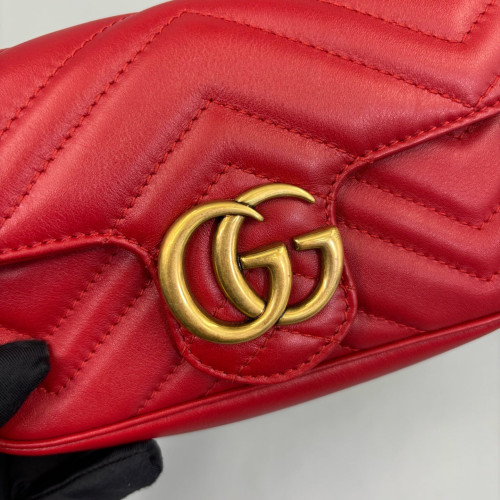 Gucci Matelasse Super Mini GG Marmont Calfskin Red