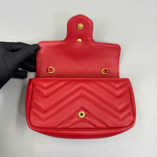 Gucci Matelasse Super Mini GG Marmont Calfskin Red