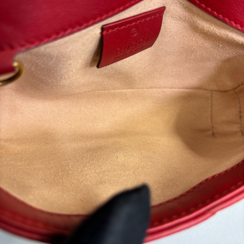 Gucci Matelasse Super Mini GG Marmont Calfskin Red