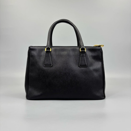Prada Medium Galleria Double Zip Tote Saffiano Calfskin Black