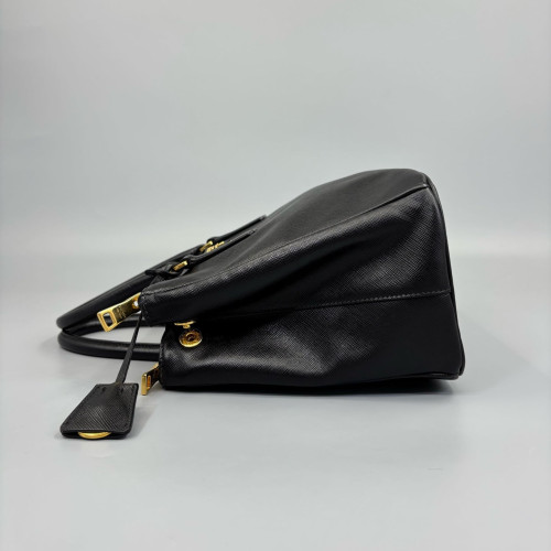 Prada Medium Galleria Double Zip Tote Saffiano Calfskin Black