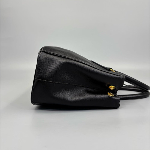 Prada Medium Galleria Double Zip Tote Saffiano Calfskin Black