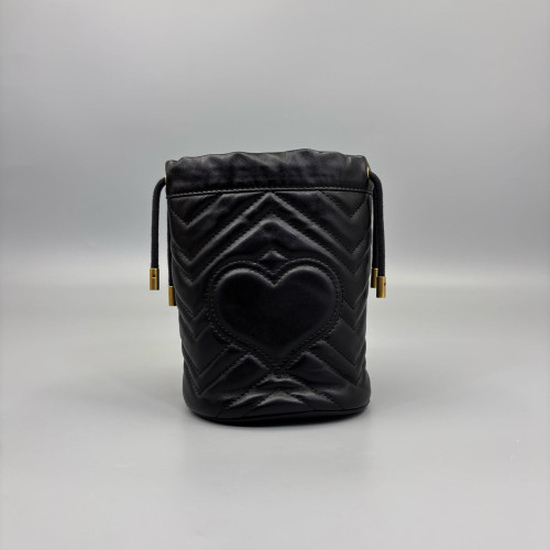 Gucci Matelasse Mini GG Marmont Bucket Bag Calfskin Black