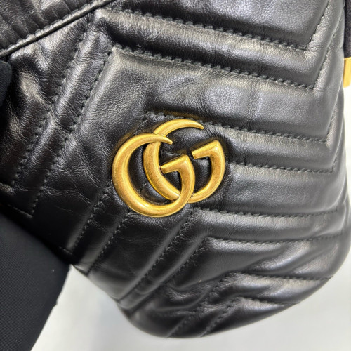 Gucci Matelasse Mini GG Marmont Bucket Bag Calfskin Black