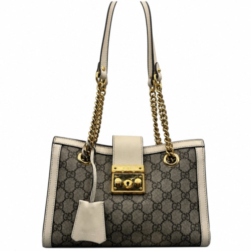 Gucci Small Padlock Tote GG Supreme Monogram Beige White