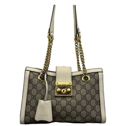Gucci Small Padlock Tote GG Supreme Monogram Beige White