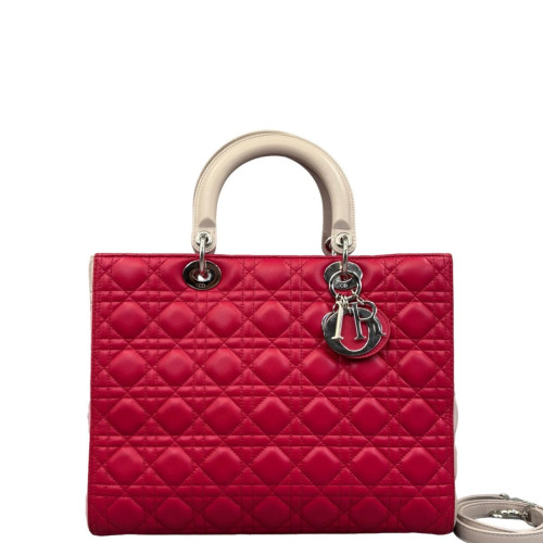 Dior Large Lady Dior Lambskin Red White Dior Large Lady Dior Lambskin Red White