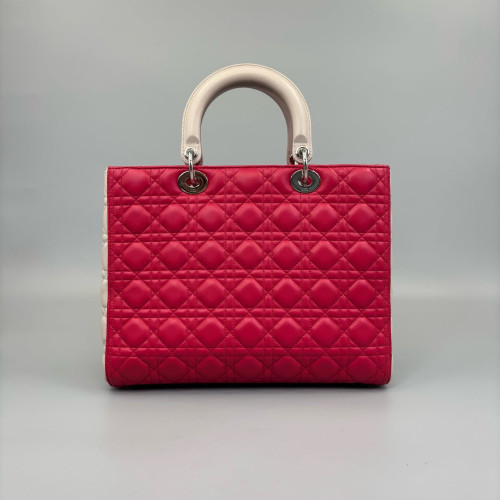 Dior Large Lady Dior Lambskin Red White Dior Large Lady Dior Lambskin Red White
