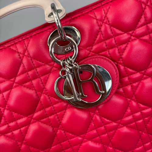 Dior Large Lady Dior Lambskin Red White Dior Large Lady Dior Lambskin Red White