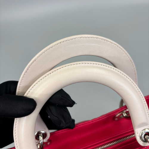 Dior Large Lady Dior Lambskin Red White Dior Large Lady Dior Lambskin Red White