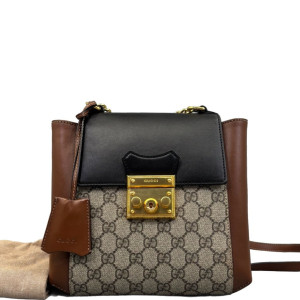 Gucci Padlock Backpack GG Supreme Monogram Black Brown