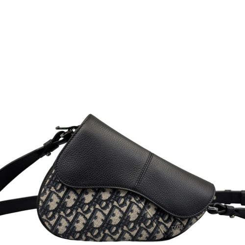 Dior Saddle Bag Oblique Black Beige