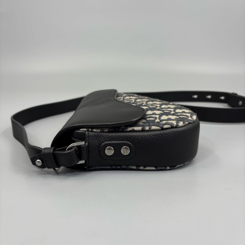Dior Saddle Bag Oblique Black Beige