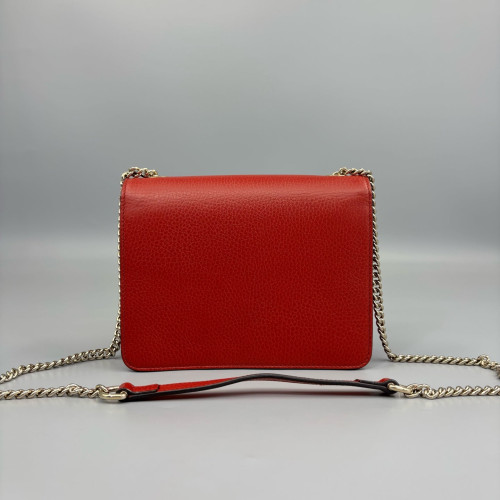 Gucci Small Interlocking G Shoulder Bag Calfskin Red