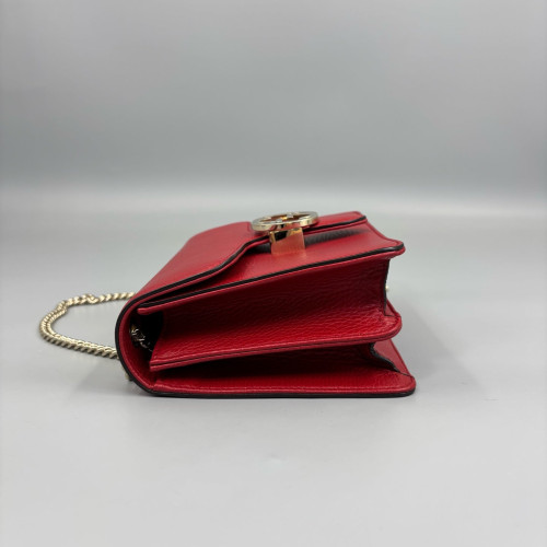 Gucci Small Interlocking G Shoulder Bag Calfskin Red