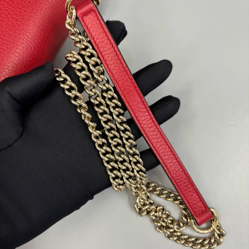 Gucci Small Interlocking G Shoulder Bag Calfskin Red