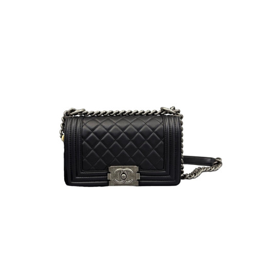 Chanel Quilted Mini Boy Flap Calfskin Black Chanel Quilted Mini Boy Flap Calfskin Black