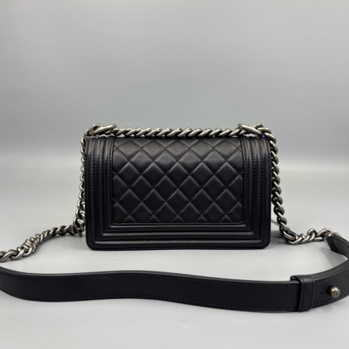 Chanel Quilted Mini Boy Flap Calfskin Black Chanel Quilted Mini Boy Flap Calfskin Black