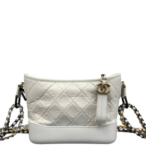 Chanel Quilted Small Gabrielle Hobo Calfskin White