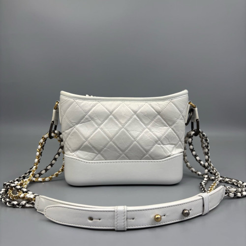 Chanel Quilted Small Gabrielle Hobo Calfskin White Chanel Quilted Small Gabrielle Hobo Calfskin White