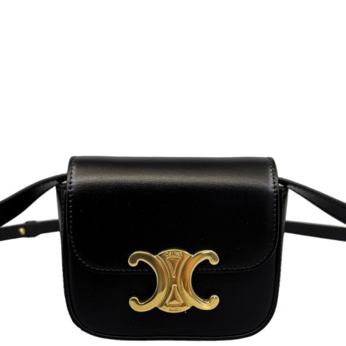 Celine Triomphe Mini Claude Shoulder Bag Calfskin Black