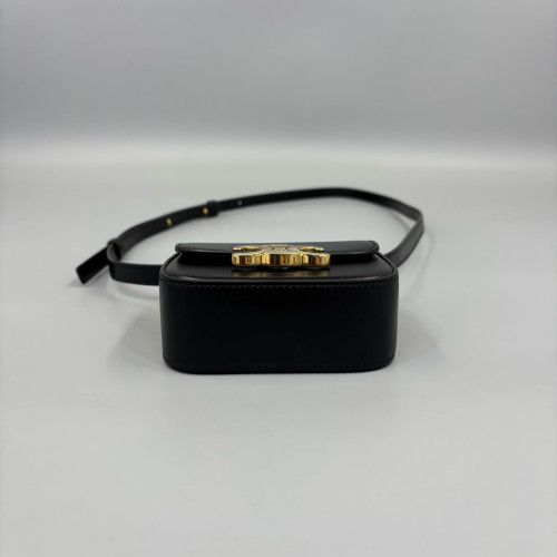 Celine Triomphe Mini Claude Shoulder Bag Calfskin Black