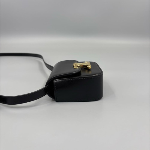 Celine Triomphe Mini Claude Shoulder Bag Calfskin Black