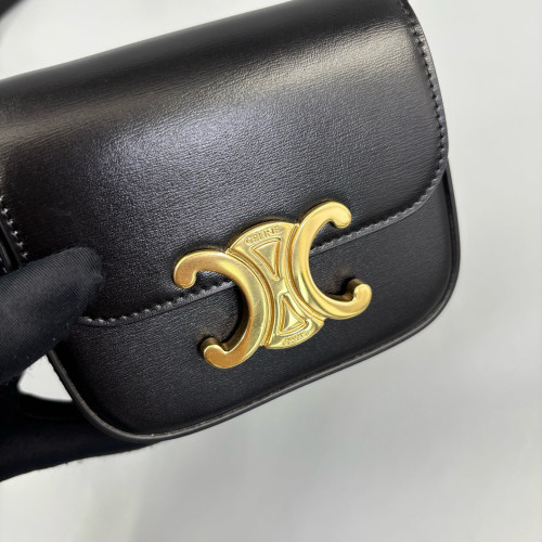 Celine Triomphe Mini Claude Shoulder Bag Calfskin Black