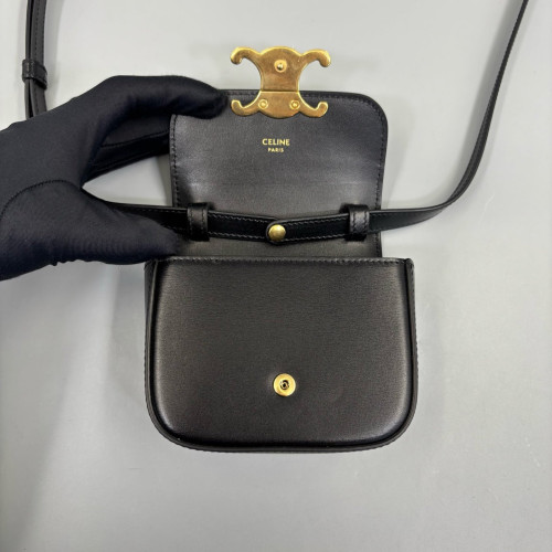 Celine Triomphe Mini Claude Shoulder Bag Calfskin Black