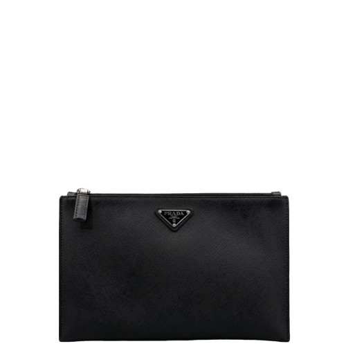 Prada Bill Pouch Saffiano Calfskin Black