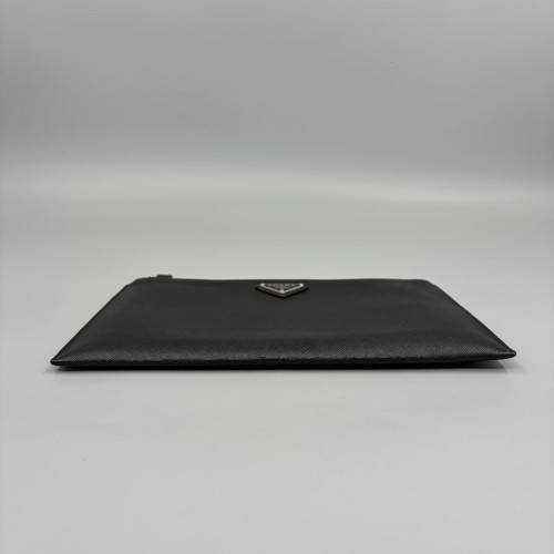 Prada Bill Pouch Saffiano Calfskin Black