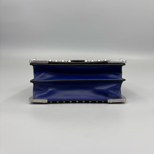 Prada Studded Small Cahier Calfskin Blue Black
